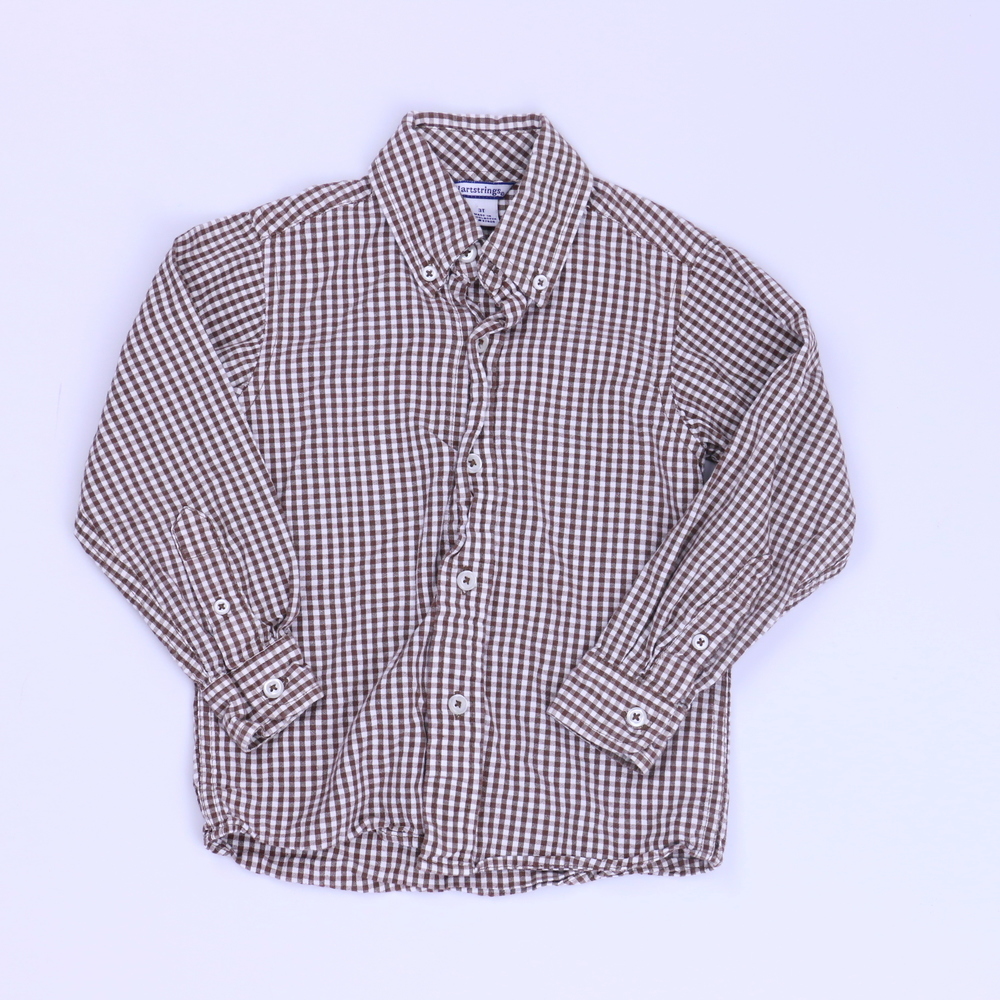 Hartstrings Boys Brown | White Button Down Long Sleeve size: 3T